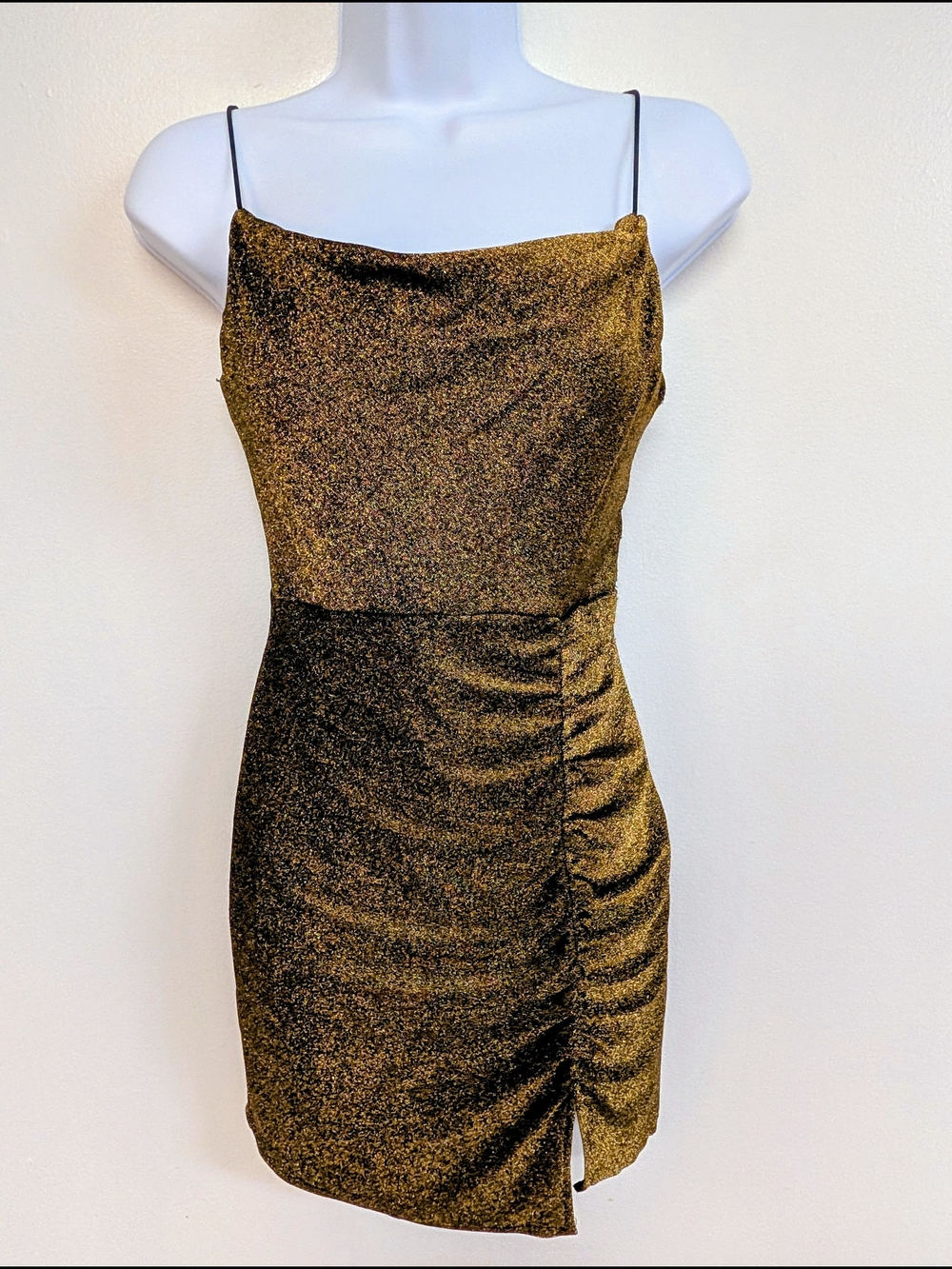 Metallic Ruched Mini Slip Dress - Picture 4 of 5
